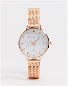 Часы цвета розового золота с сетчатым браслетом Christin lars