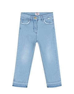 Голубые джинсы с отделкой бахромой Il gufo