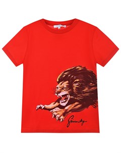 Красная футболка с принтом лев детская Givenchy
