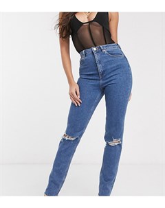 Узкие джинсы в винтажном стиле с завышенной талией и дырками на коленях ASOS DESIGN Tall Recycled Fa Asos tall