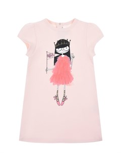 Розовое платье с принтом девочка в короне детское Little marc jacobs