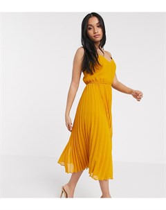 Желтое платье миди на бретелях со шнурком ASOS DESIGN Petite Asos petite