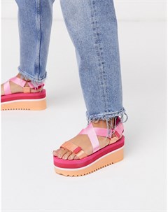 Розовые сандалии на плоской платформе Tommy jeans