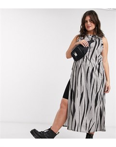 Трикотажное платье макси с принтом зебра и разрезами до бедра Another reason plus