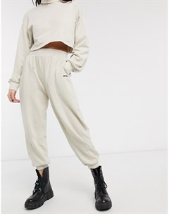 Бежевые oversized джоггеры с надписью No Item Bershka