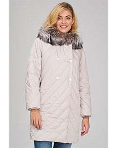 Стеганое пальто с отделкой мехом лисы Laura bianca