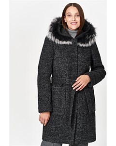 Утепленное пальто с отделкой мехом енота Elema