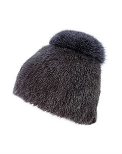 Комбинированная шапка из меха норки с помпоном Slava furs