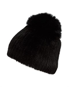 Комбинированная шапка из меха норки с помпоном Slava furs