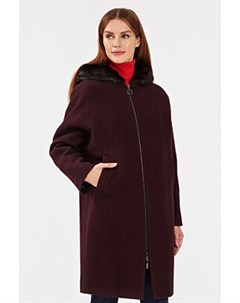 Утепленное пальто с отделкой меховой тканью Pompa