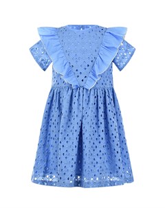 Голубое платье с перфорацией и рюшами Paade mode