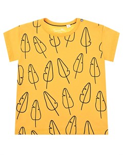 Желтая футболка с принтом Листья Sanetta pure