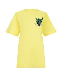 Желтая футболка с принтом пантера Pray for us
