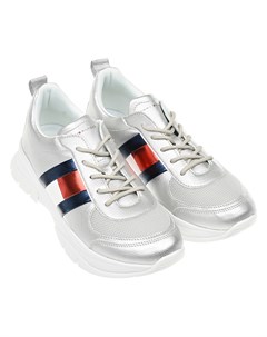 Серебристые кроссовки с логотипом Tommy hilfiger