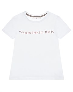 Белая футболка с логотипом из страз детская Yudashkin kids