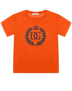 Оранжевая футболка с монограммой DG детская Dolce&gabbana