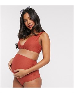 Фактурные плавки бикини рыжего цвета с завышенной талией ASOS DESIGN Мaternity Asos maternity