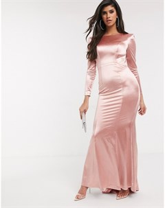 Платье макси цвета розового золота с длинными рукавами Bariano