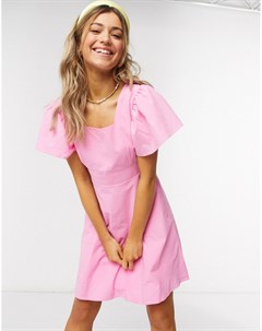 Розовое платье мини с квадратным вырезом Qed london