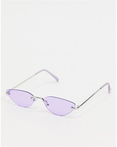 Солнцезащитные очки кошачий глаз без оправы с фиолетовыми стеклами Bershka