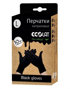 Перчатки нитриловые черные размер L EcoLat 10 шт Ecolat