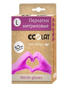 Перчатки нитриловые розовые размер L EcoLat 10 шт Ecolat