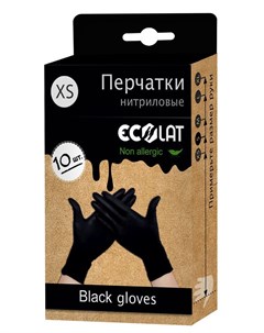 Перчатки нитриловые черные размер XS EcoLat 10 шт Ecolat