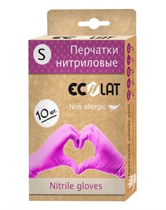 Перчатки нитриловые розовые размер S EcoLat 10 шт Ecolat