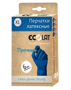 Перчатки хозяйственные латексные синие размер XL EcoLat 6 шт Ecolat