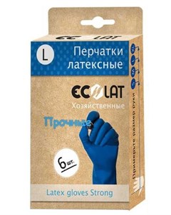 Перчатки хозяйственные латексные синие размер L EcoLat 6 шт Ecolat