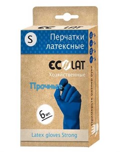 Перчатки хозяйственные латексные синие размер S EcoLat 6 шт Ecolat
