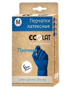 Перчатки хозяйственные латексные синие размер М EcoLat 6 шт Ecolat