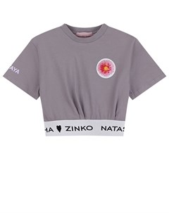 Серый топ с цветочным декором детский Natasha zinko