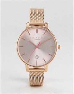 Часы цвета розового золота с сетчатым ремешком Kate Ted baker london