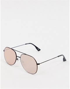 Солнцезащитные очки авиаторы с матовой черной оправой и стеклами цвета розового золота Asos design