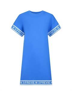 Синее трикотажное платье с белым логотипом 5preview