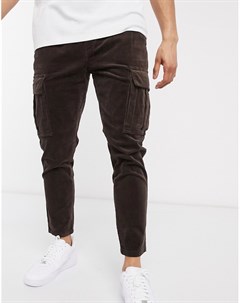 Узкие коричневые брюки карго Solid