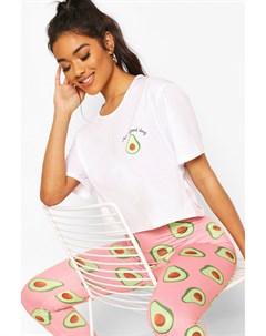 Пижамный сет с леггинасами и футболкой со слоганом Avocado Boohoo