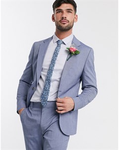 Голубой пиджак зауженного кроя с узором wedding Asos design