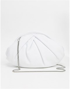 Белый кожаный клатч со съемным ремешком цепочкой Nunoo