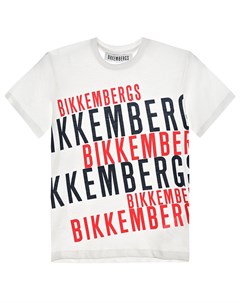 Белая футболка с разноцветным логотипом детская Bikkembergs