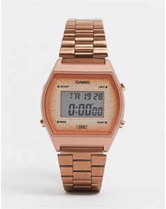 Розово золотистые цифровые часы браслет Casio