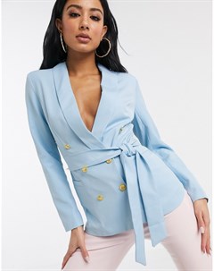Голубой пиджак с поясом Unique21