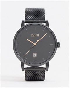 Черные часы с сетчатым ремешком 1513810 Boss