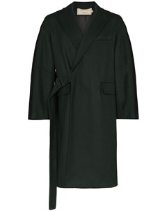 Двухцветное пальто с запахом Maison kitsuné