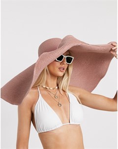 Розовая большая соломенная шляпа с регулятором размера Asos design