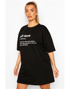 Из коллекции Плюс сайз Платье футболка с надписью Self Love Boohoo