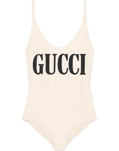 Блестящий купальник с принтом логотипа Gucci