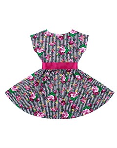 Платье для девочек с розами на гусиных лапках летний блюз Апрель