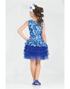 Платье нарядное с многослойной юбкой синего цвета Брайт Зиронька
